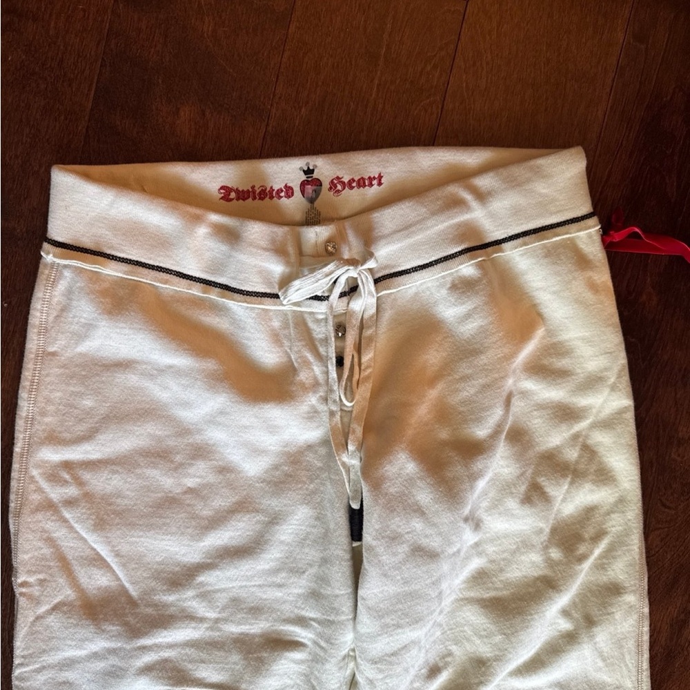 Twisted Heart Cream Athletic Pants with Black Accents